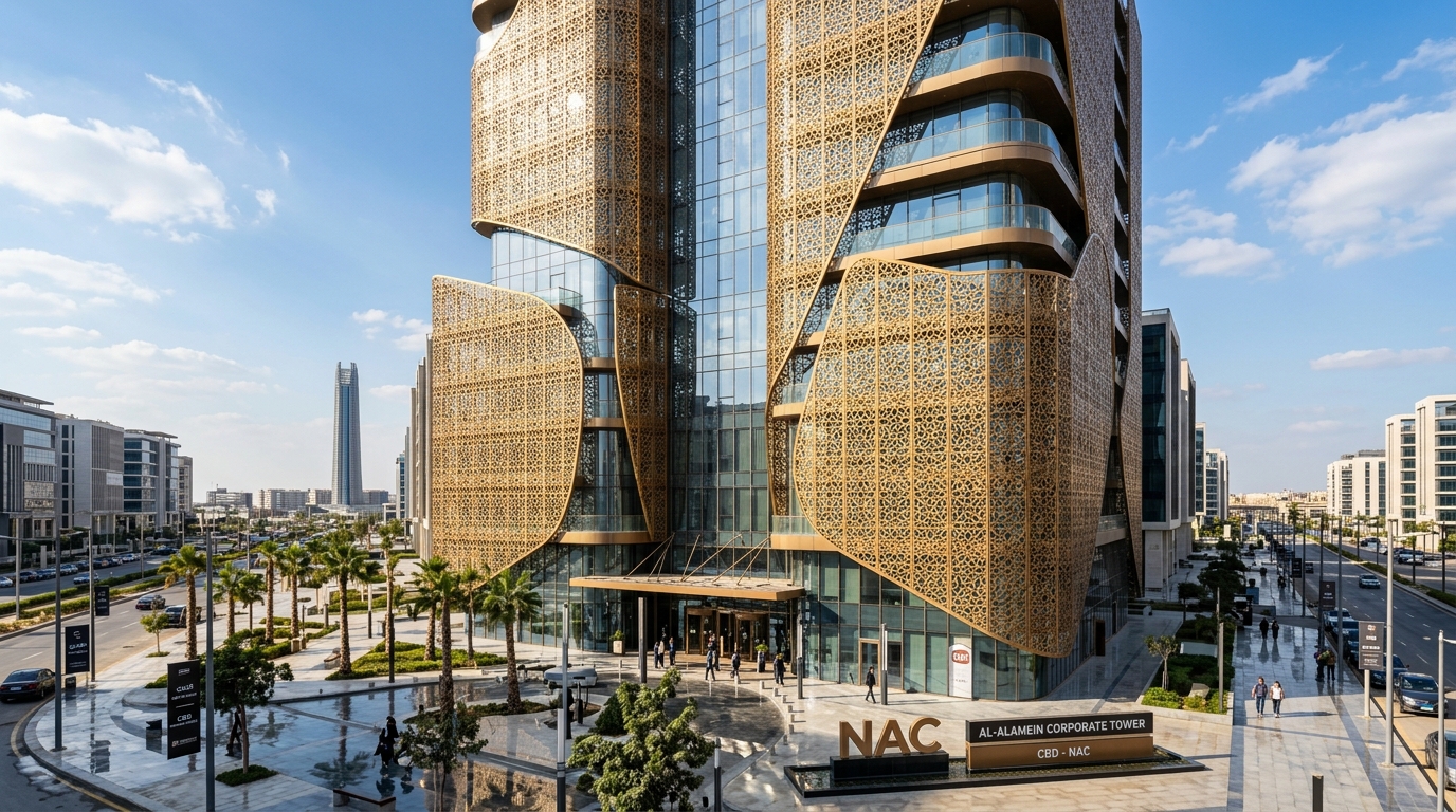 واجهات المباني والكلادينج وقص الليزر المزدوجة (Double-Skin Facades): توفير الطاقة والعزل الحراري في المناخ المصري